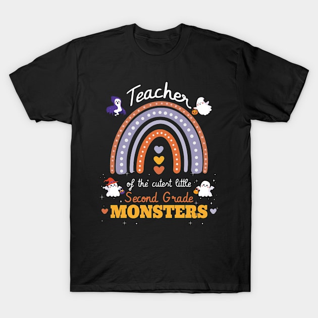 Rainbow teacher of The Cutest little 2nd grade monsters cute T-Shirt by FunnyUSATees